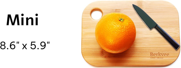 Berkvee small bamboo cutting board set, 2 PCs, FSC-certified, lightweight, BPA free
