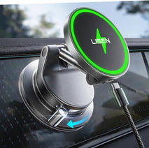 LISEN for 15W Magsafe Car Mount Charger, Magnetic Phone Holders for Your Car, Magnetic Wireless Car Charger, Suction Phone Mount for Car Accessories for iPhone 17 Pro Max 16 15 14 13 12, Gifts for Men