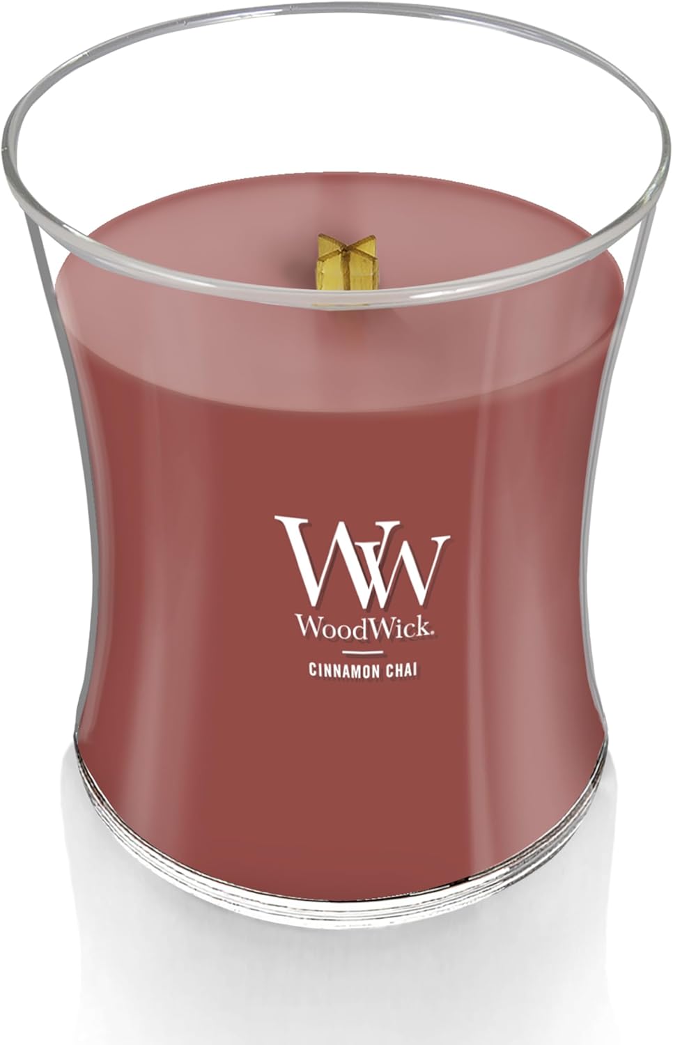 WoodWick Cinnamon Chai Holiday Candle Gifts for Women and Men, 9.7 oz Medium Hourglass Candle with Crackling Wick
