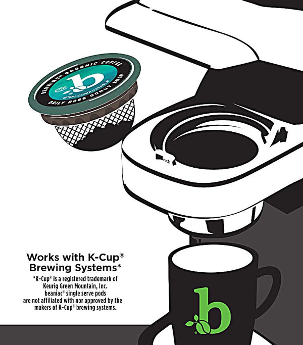 Organic Arabica coffee pods for Keurig brewers, 30 count, compostable