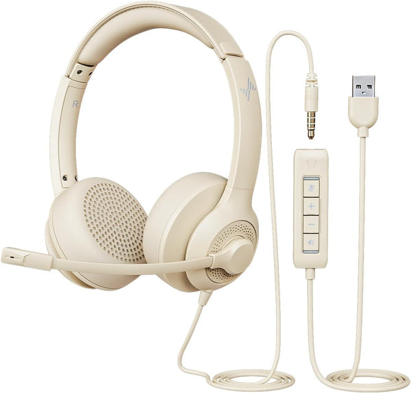 usb headset with noise cancelling microphone for pc laptop headphones black
