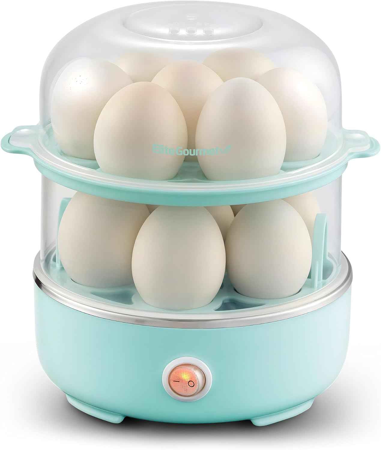 Elite Gourmet EGC115M Easy Egg Cooker Electric 7-Egg Capacity, Soft, Medium, Hard-Boiled Egg Cooker with Auto Shut-Off, Measuring Cup Included, BPA Free, Retro Mint