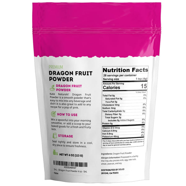 Kate Naturals Dragon Fruit Powder for Baking and Drinks