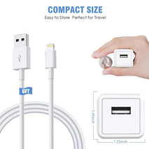 iPhone Charger,2Pack 6FT USB Wall Charger Fast Charging USB Cable Charging Cube Travel Plug Block with 6Foot Fast Cuble Lightning Cable Cord for iPhone 14 13 12 11 Pro Max XS XR X 8 7 SE2022 iPad