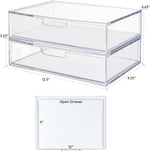 STORi STAX Plastic Stackable Organizer Drawers Set of 2 Clear Made in USA