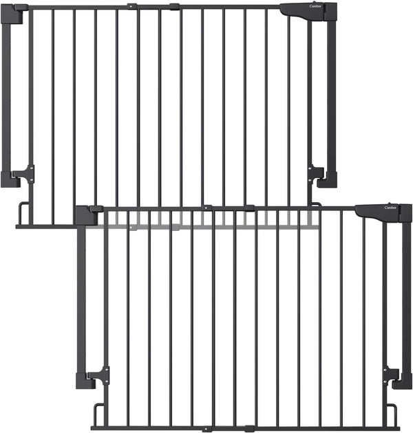 Cumbor 29.2-43" White Baby Gate for Stairs, Wall-Mounted, Expandable Dog Gate with Auto Close Walk Thru