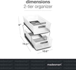 Madesmart 2-Tier Organizer for Kitchen Cabinets and Bathroom Sinks with Adjustable Dividers and Pull-Out Sliding Baskets
