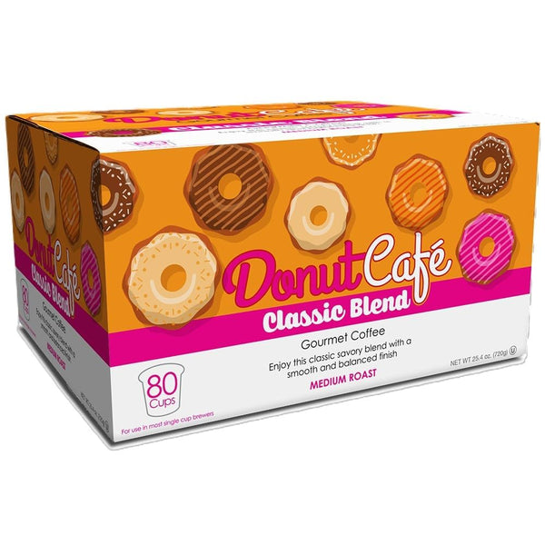 Donut Café Coffee Pods, Classic Blend, Medium Roast, Non-GMO, Gluten Free, 80 Count