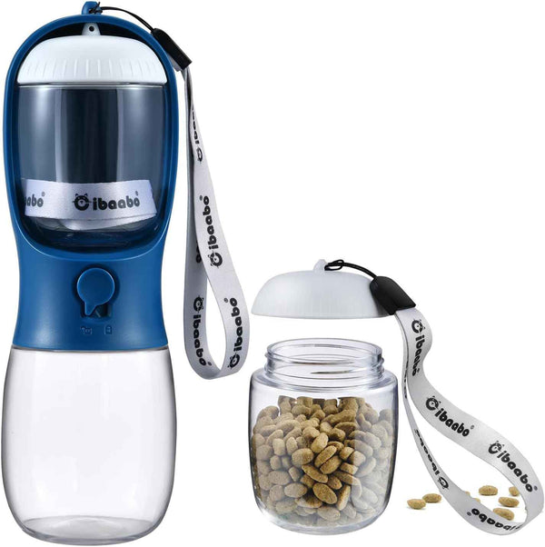 Dog Water Bottle with Food Container, Travel Puppy Water Bowl, Portable Pet Dispenser, Dog Gift Stuff Accessories Items, Puppy Essentials Necessities for Yorkie Cat Walking and Hiking