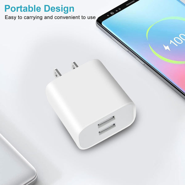 Dual Port USB Wall Charger for iPhone, Samsung, and Android Phones