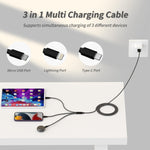 4ft 3 in 1 usb charging cable for multiple devices