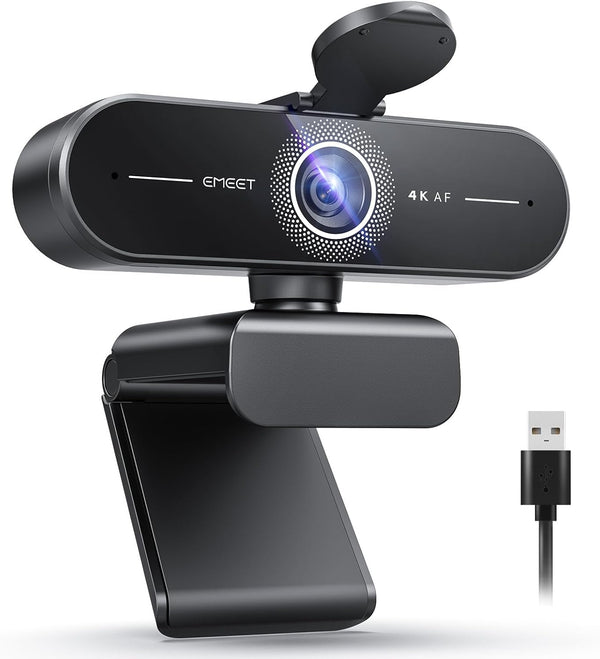 emmeet c60e 4k webcam streaming wide-angle telephoto cameras 11x hybrid zoom pdaf autofocus rgb lighting