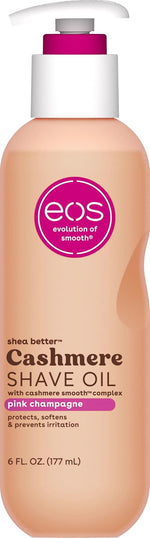 eos cashmere shave oil, 6 fl oz, shea butter, glycerin, vegan, fresh & cozy, razor burn prevention