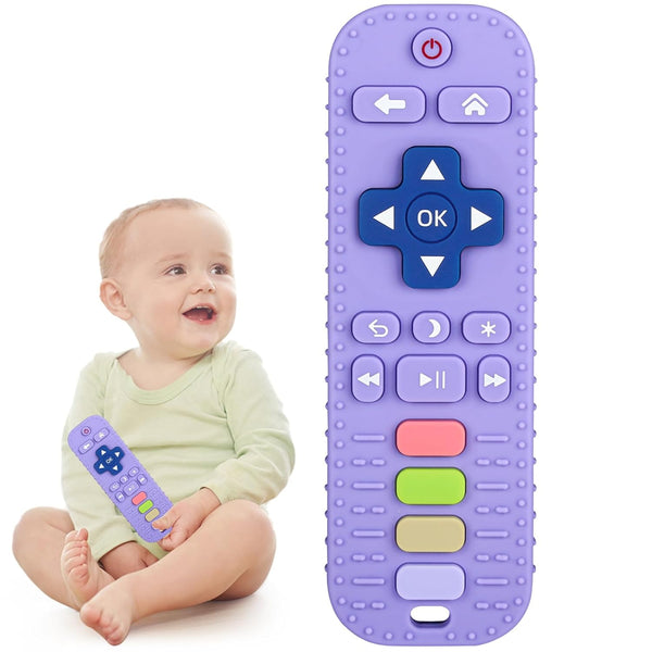 chuya baby teether toy tv remote control shape 3-24 months black food-grade silicone