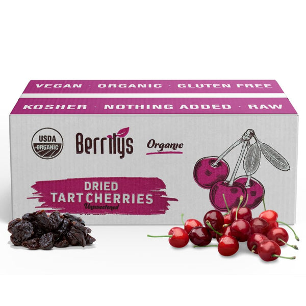 Berrilys Organic Dried Tart Cherries, 1 lb, Pitted, Non-GMO, Kosher, Unsulfured, No Added Sugar