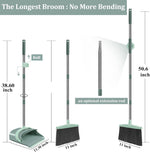 Ivandar Broom and Dustpan Set for Home, Dust pan with Long Handle, Broom with Dustpan Combo Set, for Home Kitchen Room Office Lobby Floor Use Upright Stand Up Sweeping (Gray&Green)