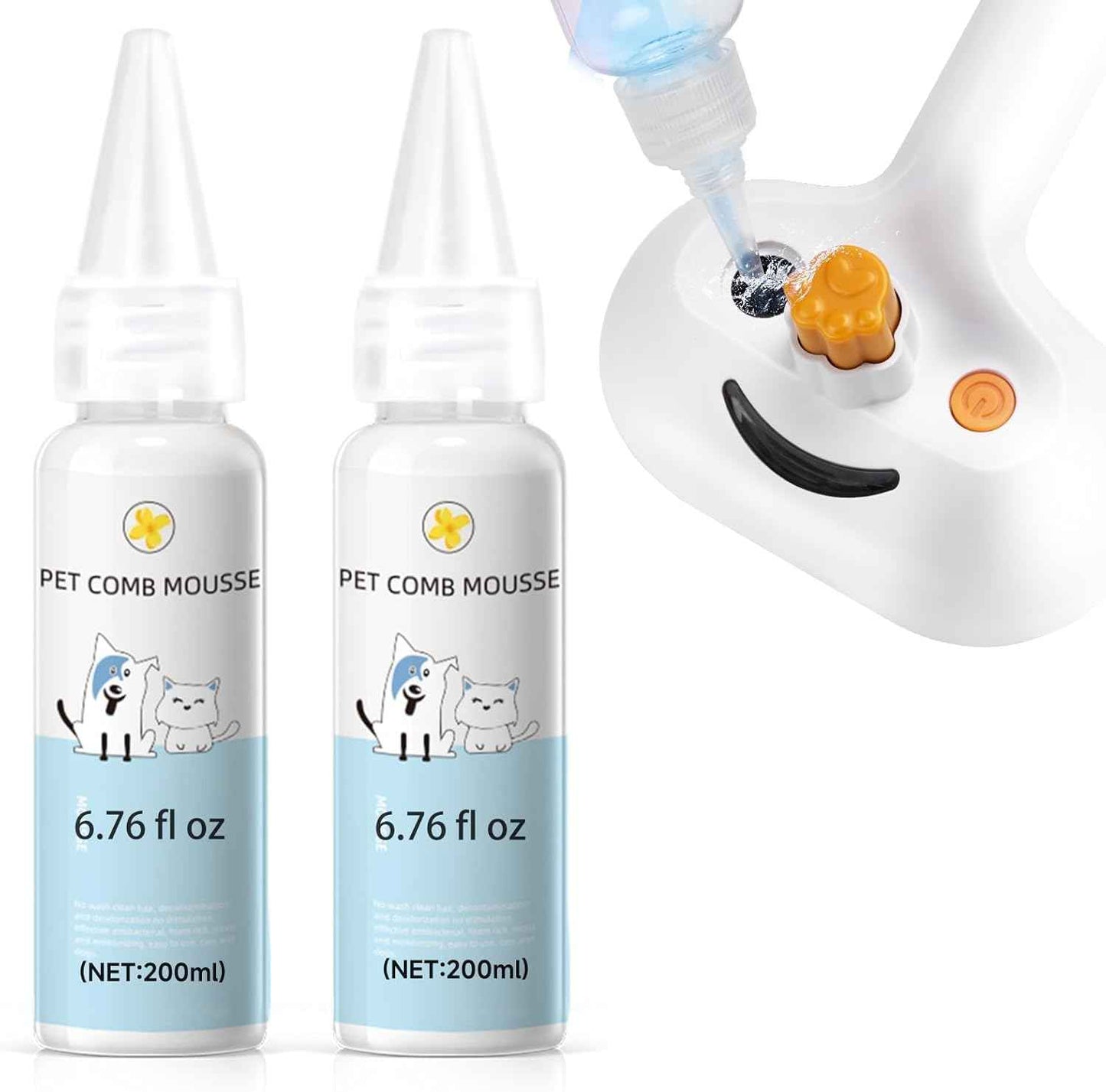 Pet Steam Brush for Dog & Cat - 3-in-1 Steam Grooming Brush for Shedding & Hair Removal - Self Cleaning Spray Comb with Mist for Long Haired Pets - Includes 1*Waterless Shampoo, Blue.