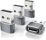 USB to USB-C Adapter for iPhone and Samsung, 4-Pack, Aluminum Alloy, Compact Design