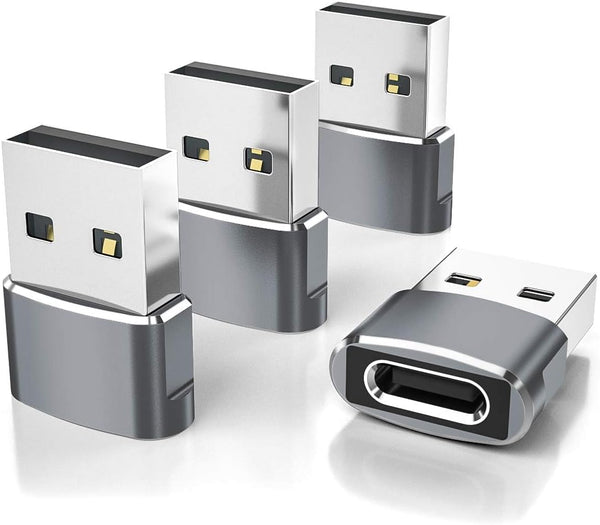 USB to USB-C Adapter for iPhone and Samsung, 4-Pack, Aluminum Alloy, Compact Design
