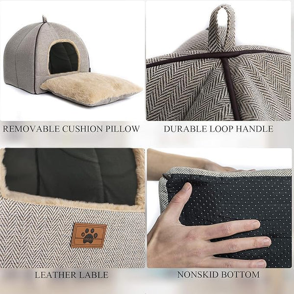 WindRacing cat bed for indoor cats with removable cushion and washable pillow, small and medium pet bed furniture