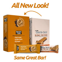 NuGo Smarte Carb protein bars with 20g protein, 0g sugar, 2g net carbs, 160 calories, brown sugar free peanut butter crunch, 12 count