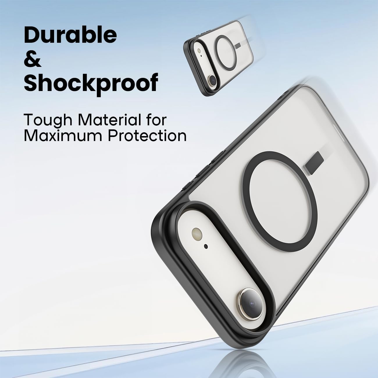 Compatible with Magnetic Matte Clear Case for 17 Air–Tough Drop-Resistant Design, Anti-Yellow, Shockproof, Slim Transparent Cover (Black-17A)