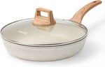 CAROTE Non Stick Frying Pan Skillet, Nonstick Granite Fry Pan with Glass Lid, Egg Pan Omelet Pans, Stone Cookware Chef's Pan, PFOA Free (Classic Granite, 10-Inch)