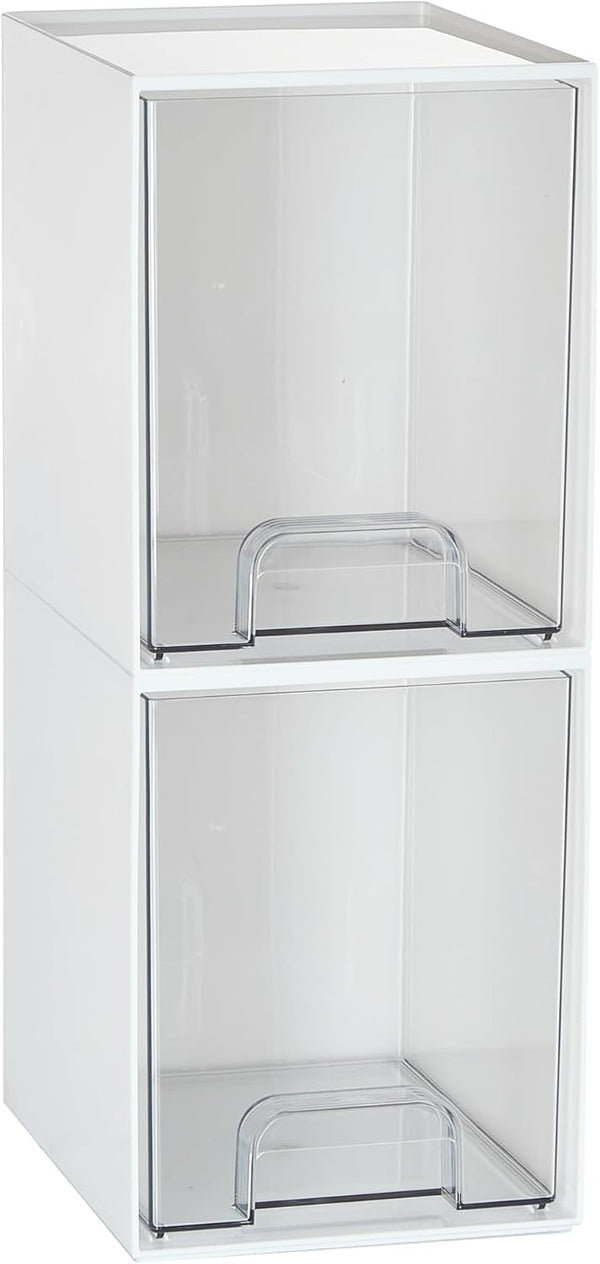 Vtopmart 7.6" Clear Stackable Storage Drawers, 4 Pack Plastic Organizers for Home Organization