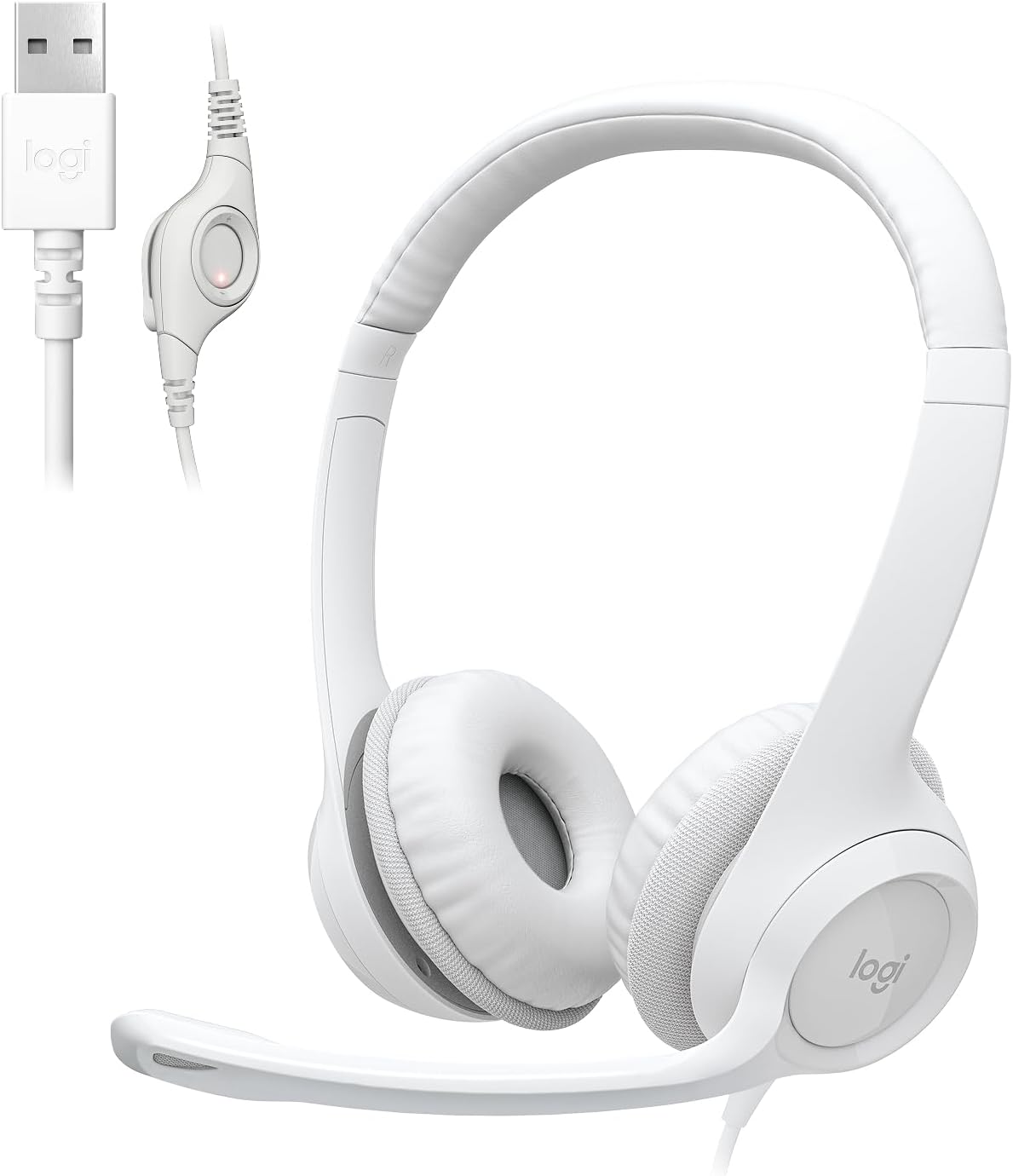 Logitech H390 Wired Headset for PC/Laptop, Stereo Headphones with Noise Cancelling Microphone, USB-A, in-Line Controls, Works with Chromebook - Black