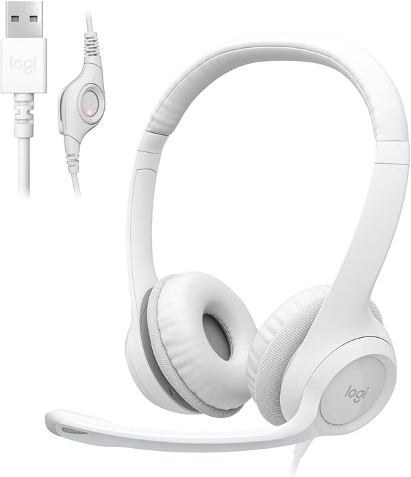 Logitech H390 black stereo wired headset with noise cancelling mic for PC, laptop, Chromebook