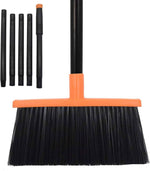 Heavy-Duty Adjustable Angle Broom with 56" Steel Handle - Ideal for Home, Garage, Kitchen, Bathroom, Office, and Outdoor Use - Durable & Efficient Cleaning Tool for Hard Floors (Orange)