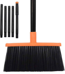 Heavy-Duty Adjustable Angle Broom with 56" Steel Handle - Ideal for Home, Garage, Kitchen, Bathroom, Office, and Outdoor Use - Durable & Efficient Cleaning Tool for Hard Floors (Orange)