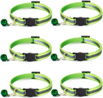 Nylon 6 Pack Reflective Cat Collar with Bell and Breakaway Buckle Adjustable 19-32cm Mixed Colors