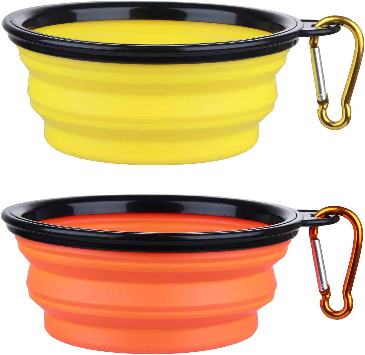 Dog Bowl Pet Collapsible Bowls, 2 Pack for Cats Dogs, Portable Pet Feeding Watering Dish for Walking Parking Traveling with 2 Carabiners (Small, Blue+Green)