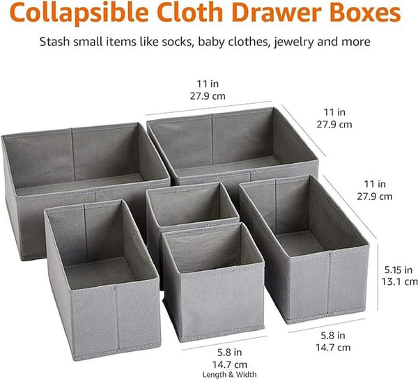 Amazon Basics Collapsible Cloth Drawer Organizer Boxes for Storage