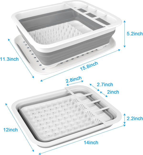 Collapsible Dish Drying Rack for Kitchen Counter with Drainboard