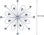 hogardeck Metal Flower Wall Decor, 11inch Silver Metal Jeweled Wall Art Bling Crystal Home Décor, Sun Burst Rhinestone Wall Hanging Diamond Accents for for Indoor, Outdoor, Living Room, Bedroom