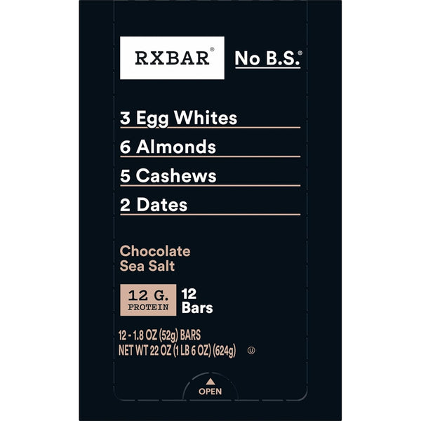 RXBAR Protein Bars, 12 Count, 22oz Box, Chocolate Sea Salt