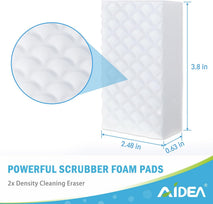AIDEA Magic Sponges Cleaning Eraser, 2X Density Stronger Sponge for Household, Powerful Scrubber Foam Pads, Multi-Surface Cleaning Supplies for Kitchen, Furniture, Bathroom, Sink, Wall, 48 Pads