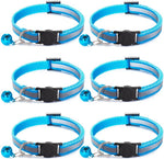 Nylon 6 Pack Reflective Cat Collar with Bell and Breakaway Buckle Adjustable 19-32cm Mixed Colors