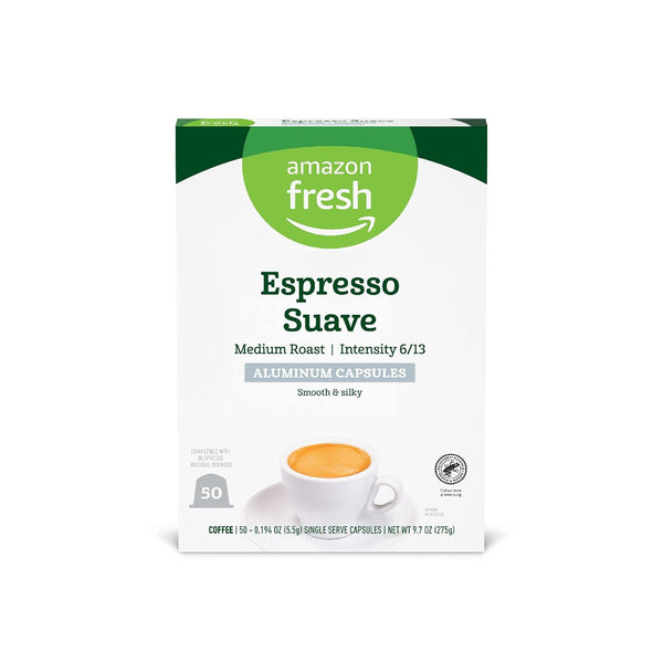 Amazon Fresh Espresso Dark Roast Aluminum Capsules for Nespresso Original Brewers