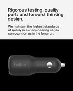 Belkin 42W Dual Port Fast Car Charger with USB-C and USB-A Ports