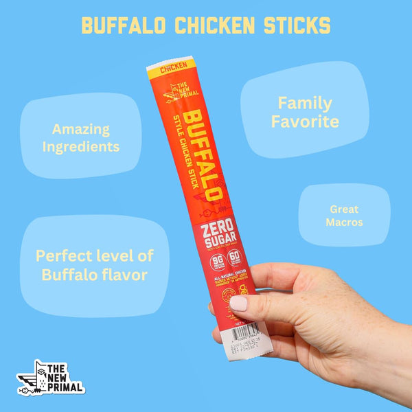 New Primal Buffalo Chicken Sticks, 5 Pack, Keto, Gluten Free, 9g Protein