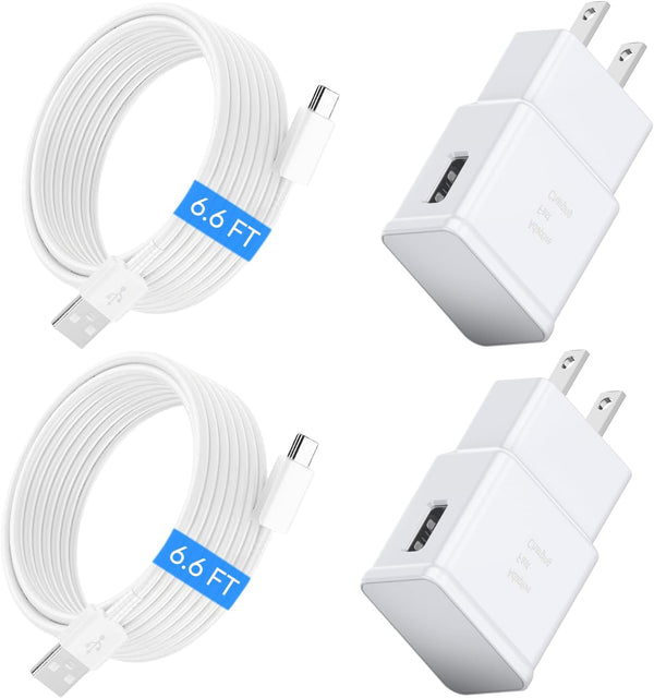 Fast Charging Block for Samsung Galaxy and LG Devices, 2 Pack, Black
