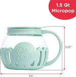 Ecolution Patented Micro-Pop Microwave Popcorn Popper with Temperature Safe Glass, 3-in-1 Lid Measures Kernels and Melts Butter, Made Without BPA, Dishwasher Safe, 1.5-Quart, Aqua
