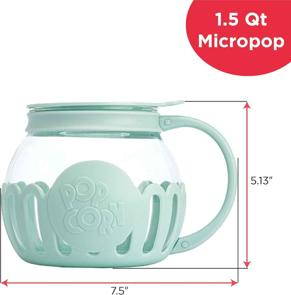 ecolution 1.5-quart aqua micro-pop microwave popcorn popper 3-in-1 lid dishwasher safe made without bpa