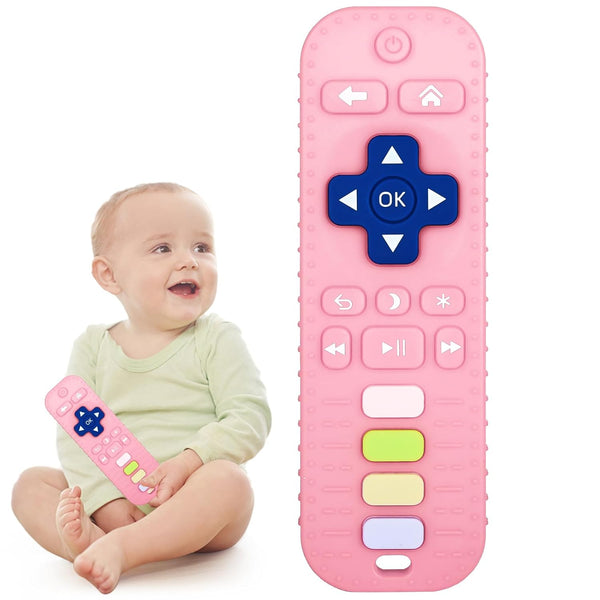 chuya baby teether toy tv remote control shape 3-24 months black food-grade silicone