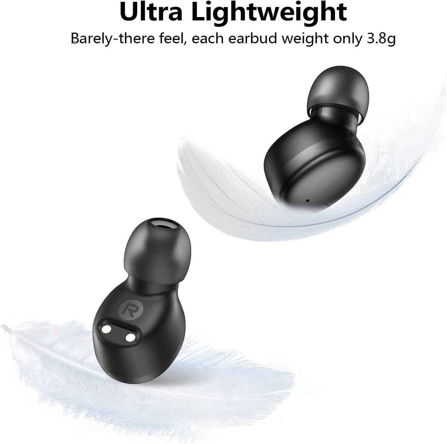 kurdene Wireless Earbuds Bluetooth 5.3 in Ear Buds Light Weight Headphones,Deep Bass Sound,Built in Mics Headset,Clear Calls Earphones for Sports Workout