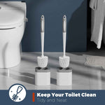 2-pack white durable toilet brush set with holder, nylon bristles for toilet bowl cleaning