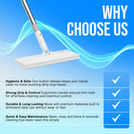 FlexiClamp Sweep & Mop Kit - Compatible with Swiffer Pads, Durable Cleaning Tool for Hardwood, Tile, Marble & Laminate Floors, Home, Kitchen Cleaning Essentials. (Include 10 Dry Cloths)